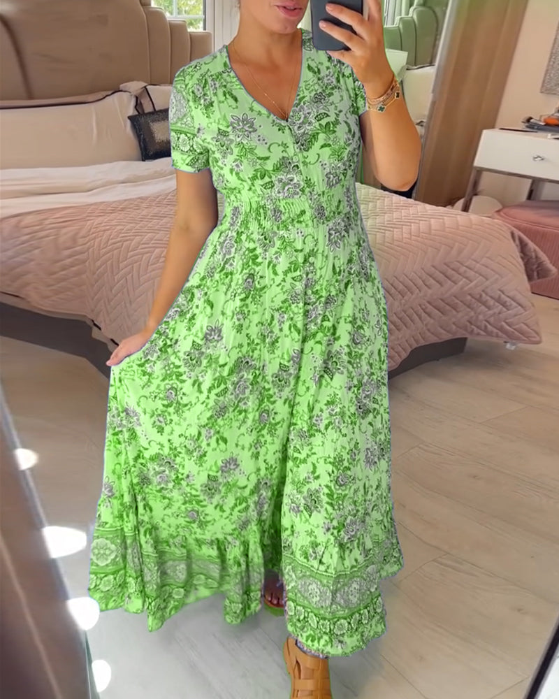 (💃Hot Sale - 43% OFF🔥)Floral print v-neck dress