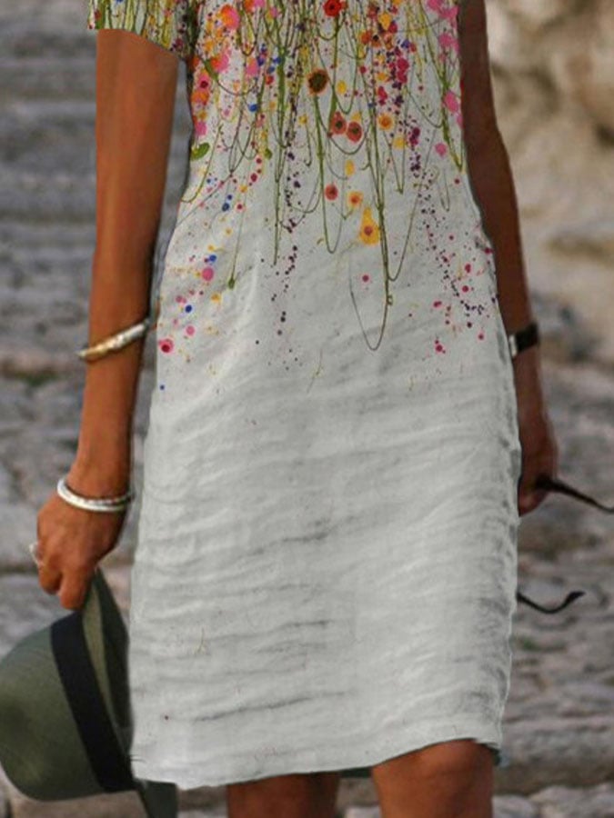 Casual V-Neck Print Dress