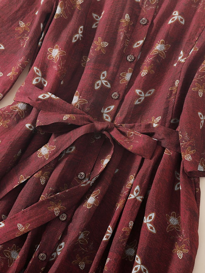 Cotton And Linen French Floral Dress