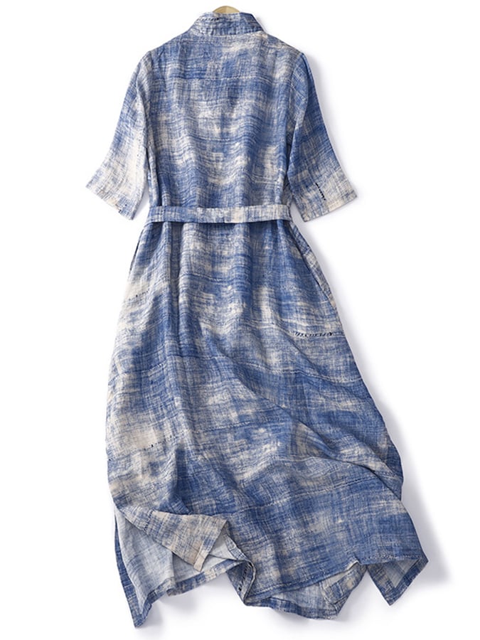 Cotton And Linen Retro Waistband Dress