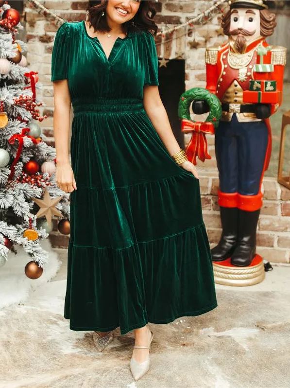 Christmas Sale 50% OFF - 2024 New Women's Velvet Tiered Maxi Dress (Buy 2 Free Shipping)
