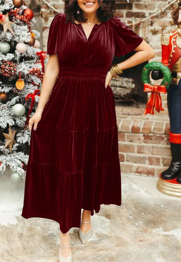 Christmas Sale 50% OFF - 2024 New Women's Velvet Tiered Maxi Dress (Buy 2 Free Shipping)