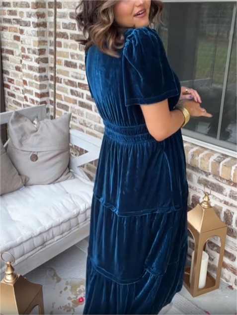 Christmas Sale 50% OFF - 2024 New Women's Velvet Tiered Maxi Dress (Buy 2 Free Shipping)