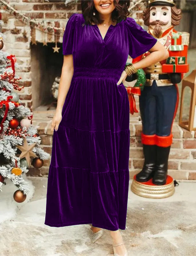Christmas Sale 50% OFF - 2024 New Women's Velvet Tiered Maxi Dress (Buy 2 Free Shipping)