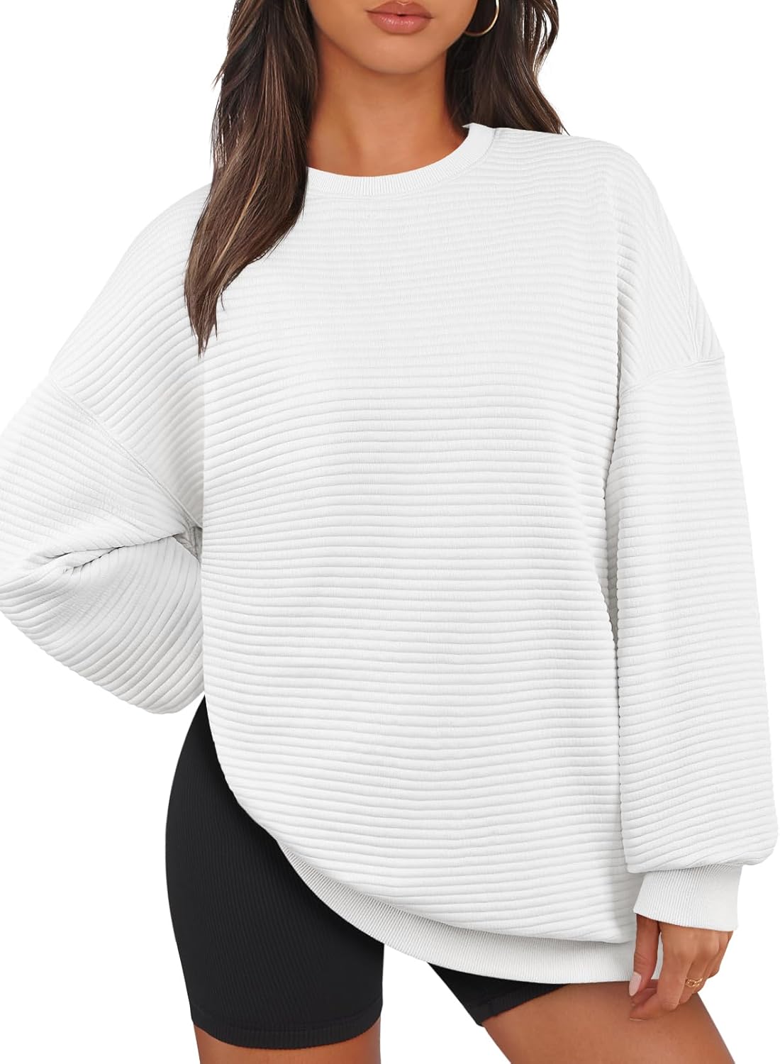 Women's Crew Neck Textured Oversized Pullover (Buy 2 Free Shipping)