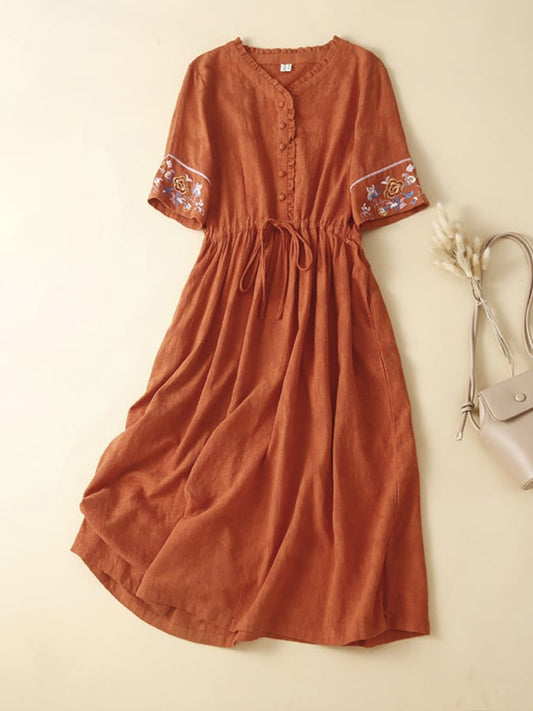 Cotton And Linen Long Loose Dress